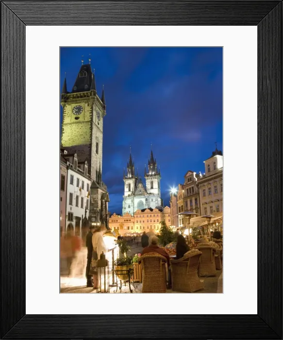 Framed Print : Cafe and Town Hall, Old Town Square and the Church of Our Lady before Tyn Framed Print : Cafe and Town Hall, Old Town Square and the Church of Our Lady before Tyn