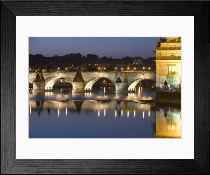 Framed Print : Charles Bridge and Smetana Museum reflected in the River Vltava, Old Town