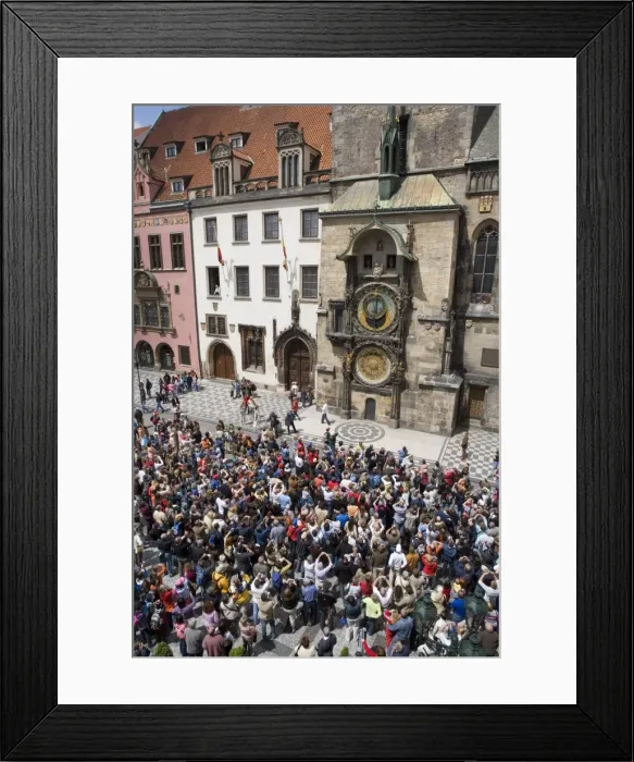 Framed Print : Crowds of tourists in front of the Astronomical clock, Town Hall, Old Town Square Framed Print : Crowds of tourists in front of the Astronomical clock, Town Hall, Old Town Square