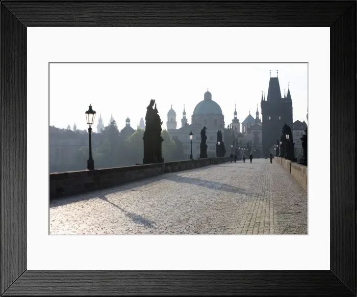 Framed Print : Statues on Charles Bridge, UNESCO World Heritage Site, with the dome of the Church of St Framed Print : Statues on Charles Bridge, UNESCO World Heritage Site, with the dome of the Church of St