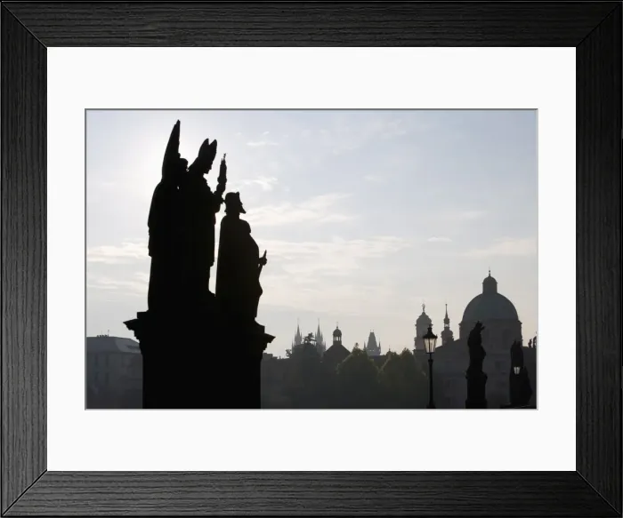 Framed Print : Early morning view of statues on Charles Bridge, Old Town, Prague, Czech Republic, Europe Framed Print : Early morning view of statues on Charles Bridge, Old Town, Prague, Czech Republic, Europe