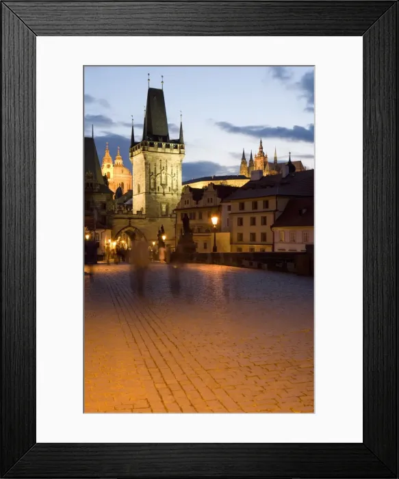 Framed Print : Little Quarter Bridge Tower, with St. Vituss Cathedral, in the distance