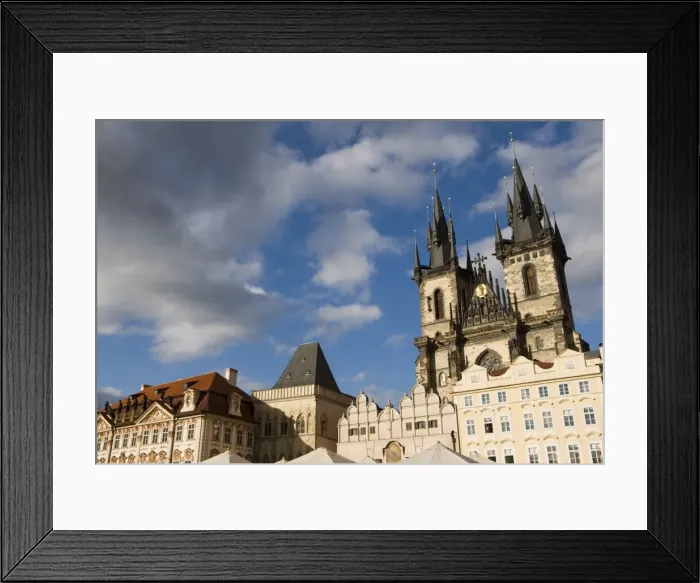 Framed Print : Kisky Palace and House of the Stone Bell on the Old Town Square, with the Church of Our Lady before Tyn in the background, Old Town, Prague, Czech Framed Print : Kisky Palace and House of the Stone Bell on the Old Town Square, with the Church of Our Lady before Tyn in the background, Old Town, Prague, Czech