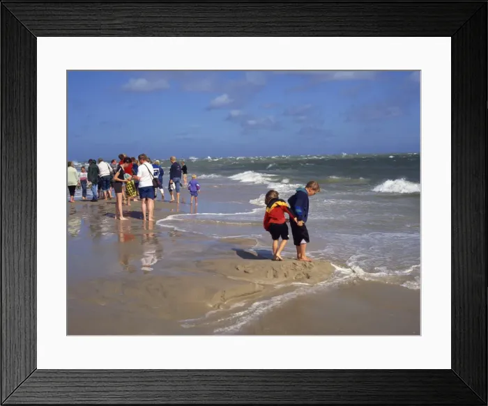 Framed Print : Tourists on the beach at the meeting of the Kattegat and Skagerrak Seas Framed Print : Tourists on the beach at the meeting of the Kattegat and Skagerrak Seas