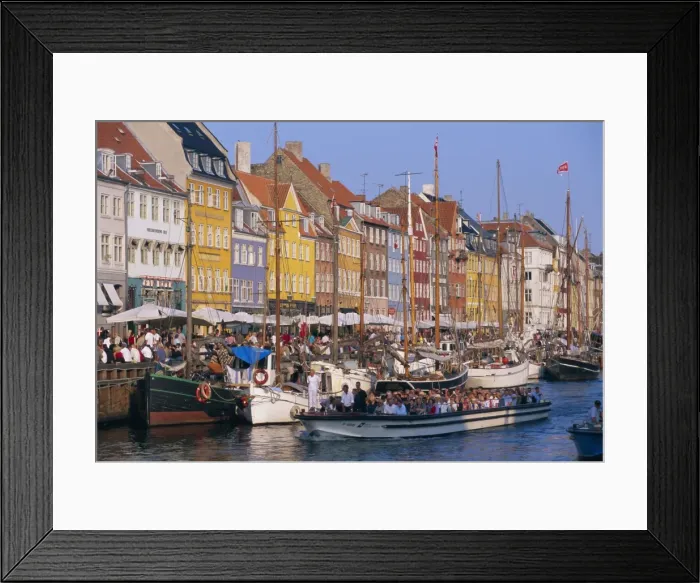 Framed Print : Restaurants and bars in the Nyhavn waterfront area, Copenhagen, Denmark Framed Print : Restaurants and bars in the Nyhavn waterfront area, Copenhagen, Denmark