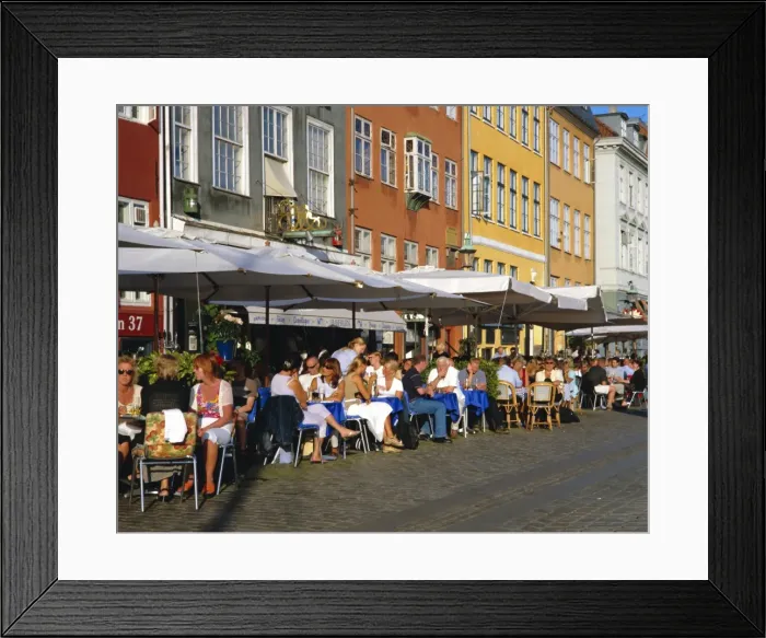 Framed Print : Waterfront cafes, Nyhavn, Copenhagen, Denmark, Europe Framed Print : Waterfront cafes, Nyhavn, Copenhagen, Denmark, Europe