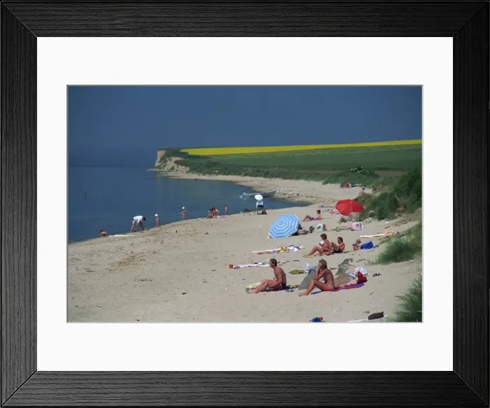 Framed Print : Families relaxing on the beach near St. Rise, Aero Island, Denmark, Scandinavia, Europe Framed Print : Families relaxing on the beach near St. Rise, Aero Island, Denmark, Scandinavia, Europe