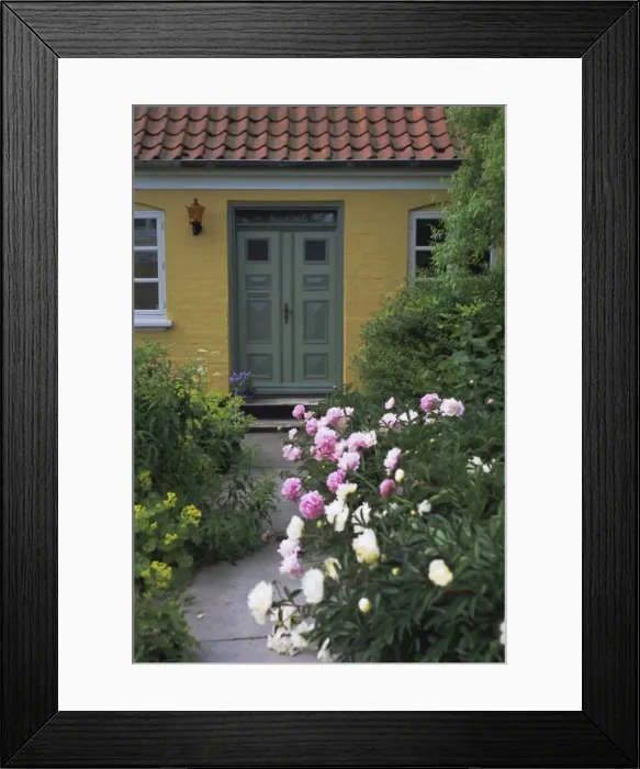 Framed Print : Colourful house and garden, Aeroskobing, island of Aero, Denmark, Scandinavia, Europe