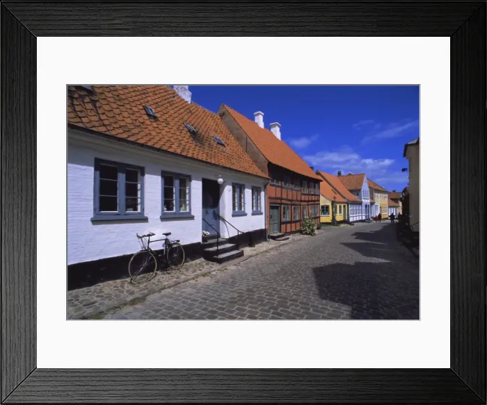 Framed Print : Street of colourful houses, Aeroskobing, island of Aero, Denmark, Scandinavia, Europe Framed Print : Street of colourful houses, Aeroskobing, island of Aero, Denmark, Scandinavia, Europe