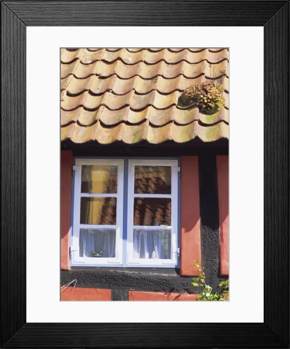 Framed Print : Detail of window in a colourful house, Aeroskobing, island of Aero, Denmark Framed Print : Detail of window in a colourful house, Aeroskobing, island of Aero, Denmark