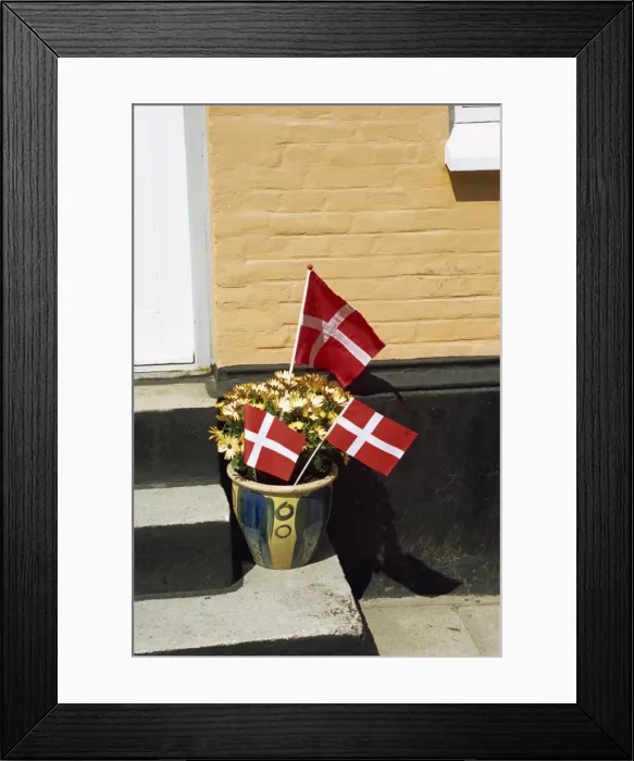 Framed Print : Danish flags outside a house in Aeroskobing, Aero, Denmark, Scandinavia, Europe Framed Print : Danish flags outside a house in Aeroskobing, Aero, Denmark, Scandinavia, Europe