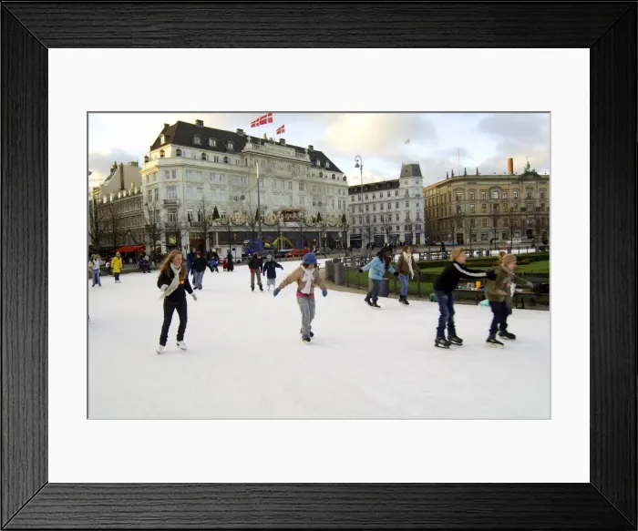 Framed Print : Hotel d Angleterre and skating rink, Kongens Nytorv at Christmas, Copenhagen Framed Print : Hotel d Angleterre and skating rink, Kongens Nytorv at Christmas, Copenhagen