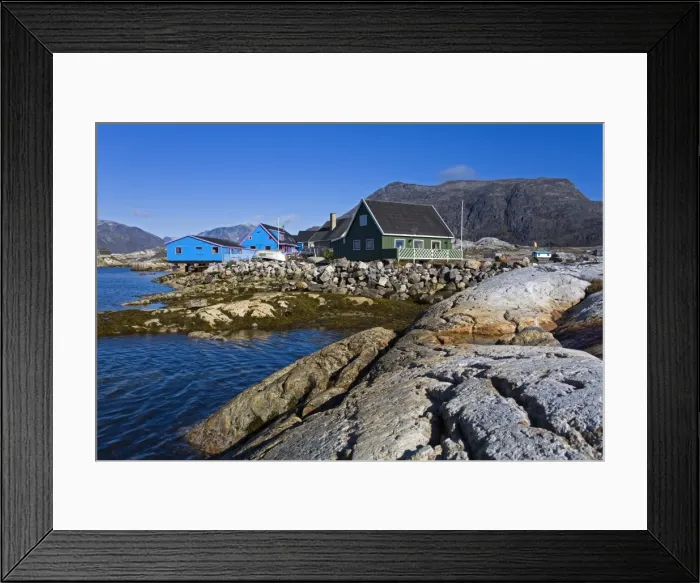 Framed Print : Colorful houses, Port of Nanortalik, Island of Qoornoq, Province of Kitaa Framed Print : Colorful houses, Port of Nanortalik, Island of Qoornoq, Province of Kitaa