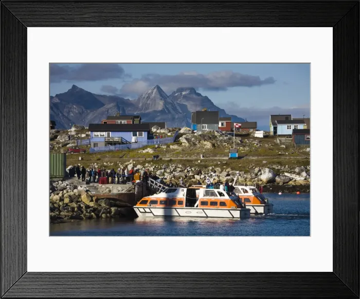 Framed Print : Cruise ship tenders at pier, Port of Nanortalik, Island of Qoornoq, Province of Kitaa Framed Print : Cruise ship tenders at pier, Port of Nanortalik, Island of Qoornoq, Province of Kitaa