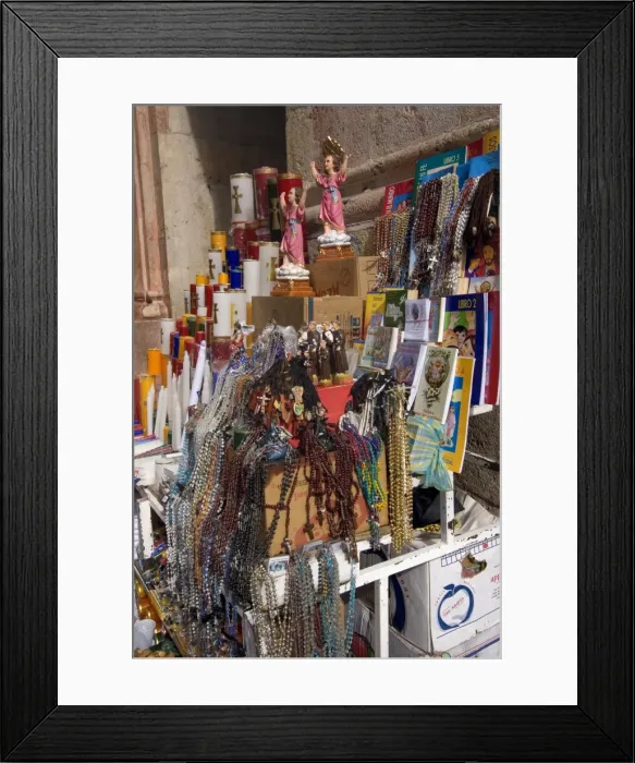 Framed Print : Stall selling Catholic paraphenalia at the entrance to the new Catedral de la Inmaculada Concepcion built in1885, Cuenca, Azuay Province, Southern Highlands, Ecuador Framed Print : Stall selling Catholic paraphenalia at the entrance to the new Catedral de la Inmaculada Concepcion built in1885, Cuenca, Azuay Province, Southern Highlands, Ecuador