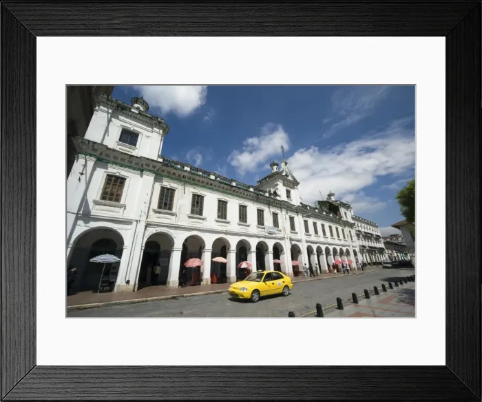Framed Print : Parade of shops on Calle Bolivar at Parque Calderon, the main plaza in the centre of this attractive colonial capital, Cuenca, Azuay Province, Southern Highlands, Ecuador Framed Print : Parade of shops on Calle Bolivar at Parque Calderon, the main plaza in the centre of this attractive colonial capital, Cuenca, Azuay Province, Southern Highlands, Ecuador