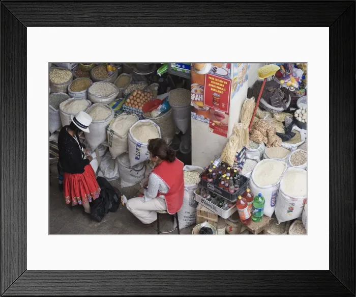 Framed Print : Stalls selling eggs, rice, flour, pulses, pumpkin seeds and other dried goods in the modern 10th de Agosto market on Calle Larga, Cuenca, Azuay Province, Southern Highlands, Ecuador Framed Print : Stalls selling eggs, rice, flour, pulses, pumpkin seeds and other dried goods in the modern 10th de Agosto market on Calle Larga, Cuenca, Azuay Province, Southern Highlands, Ecuador