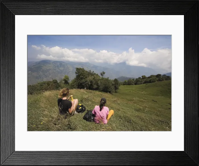 Framed Print : Hikers enjoy the view on the verdant slopes of the active Tungurahua Volcano that threatens the nearby town of Banos, Ambato Province, Central Highlands, Ecuador Framed Print : Hikers enjoy the view on the verdant slopes of the active Tungurahua Volcano that threatens the nearby town of Banos, Ambato Province, Central Highlands, Ecuador