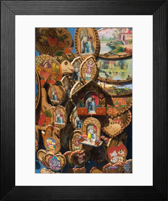 Framed Print : Catholic ornaments outside Basilica de Nuestra Senora de Agua Santa (the Virgin of the Holy Water) which is famous for miracles, on the Parque de la Basilica, Banos, Ambato Province, Central Highlands, Ecuador Framed Print : Catholic ornaments outside Basilica de Nuestra Senora de Agua Santa (the Virgin of the Holy Water) which is famous for miracles, on the Parque de la Basilica, Banos, Ambato Province, Central Highlands, Ecuador