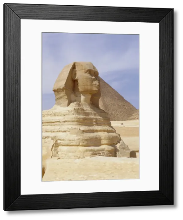 Framed Print : Sphinx and pyramid, UNESCO World Heritage Site, Giza, Cairo, Egypt, North Africa, Africa