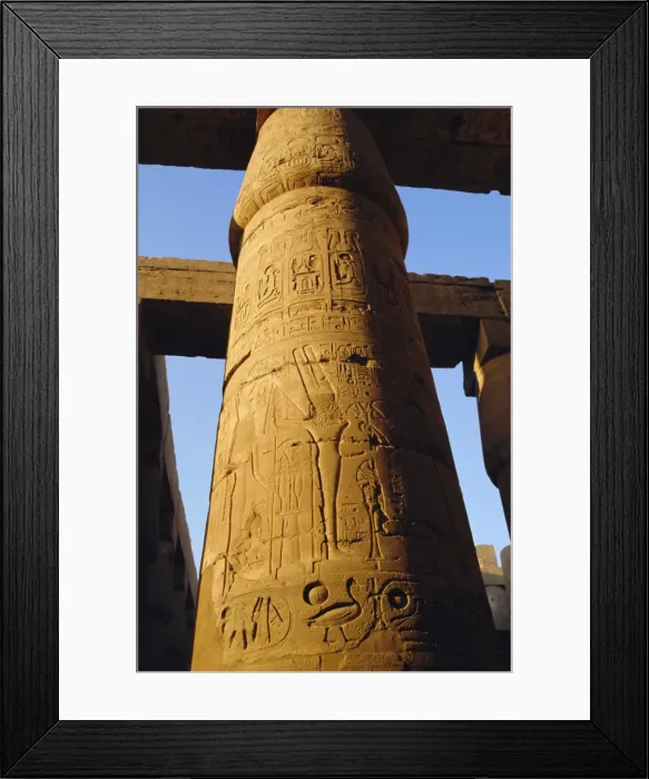 Framed Print : One of the 102 columns in the Great Hypostyle Hall, Temple of Karnac, Karnac Framed Print : One of the 102 columns in the Great Hypostyle Hall, Temple of Karnac, Karnac