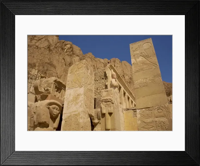 Framed Print : Detail from the Chapel of Hathor, where Hathors face forms the capitals on the square pillars Framed Print : Detail from the Chapel of Hathor, where Hathors face forms the capitals on the square pillars