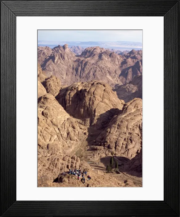 Framed Print : Christian pilgrims at prayer in the granite landscape of Mount Sinai and Mount Moses Framed Print : Christian pilgrims at prayer in the granite landscape of Mount Sinai and Mount Moses