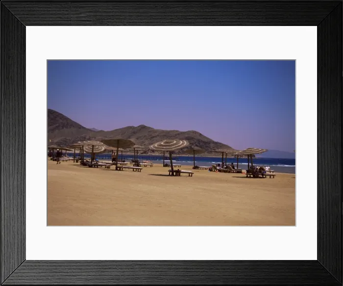 Framed Print : The beach at Taba Heights, Gulf of Aqaba, Red Sea, Sinai, Egypt, North Africa, Africa