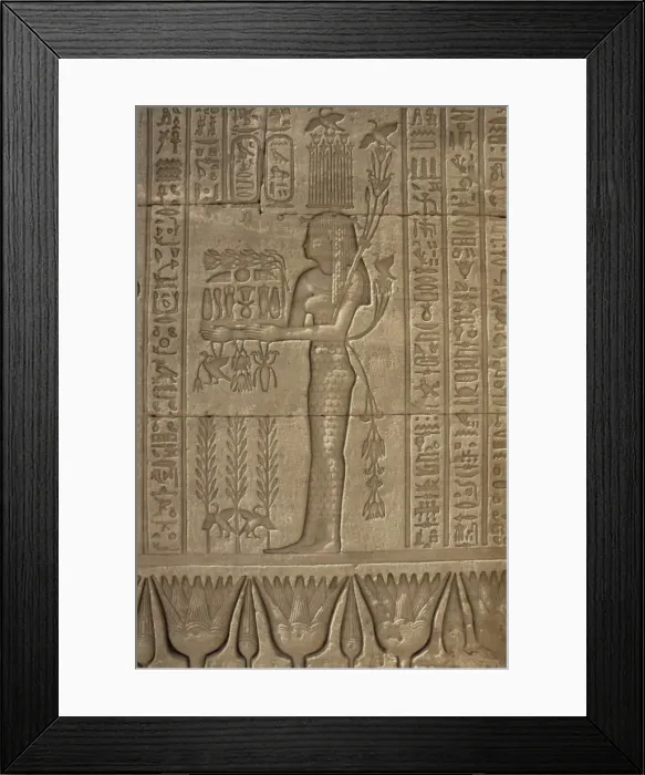 Framed Print : Relief carving of offerings being made, Temple of Hathor, Dendera, Egypt Framed Print : Relief carving of offerings being made, Temple of Hathor, Dendera, Egypt