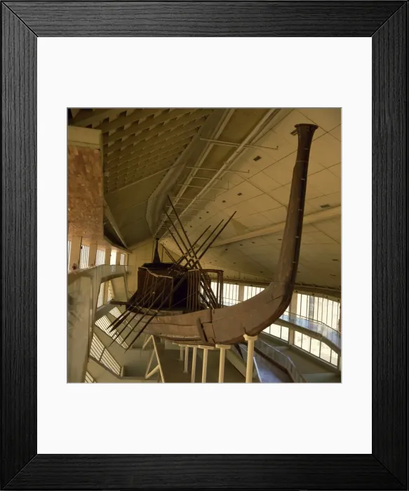 Framed Print : Sun Boat excavated at site of Cheops Pyramid, Giza, now in Giza Museum