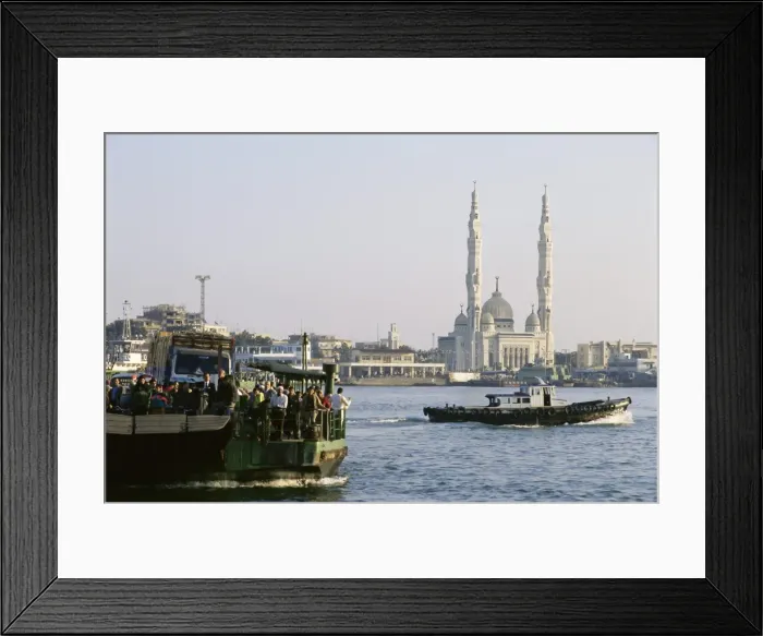 Framed Print : Ferry across the entrance to the Suez Canal, Port Said, Egypt, North Africa, Africa Framed Print : Ferry across the entrance to the Suez Canal, Port Said, Egypt, North Africa, Africa