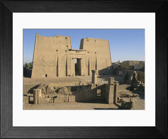 Framed Print : Forecourt and pylon, the temple of Horus, archaeological site, Edfu, Egypt Framed Print : Forecourt and pylon, the temple of Horus, archaeological site, Edfu, Egypt
