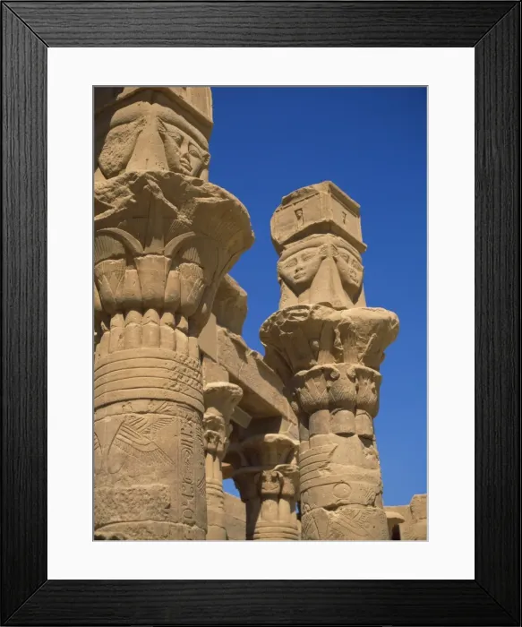 Framed Print : Detail of column capitals at the Temple of Hathor, Philae, UNESCO World Heritage Site Framed Print : Detail of column capitals at the Temple of Hathor, Philae, UNESCO World Heritage Site