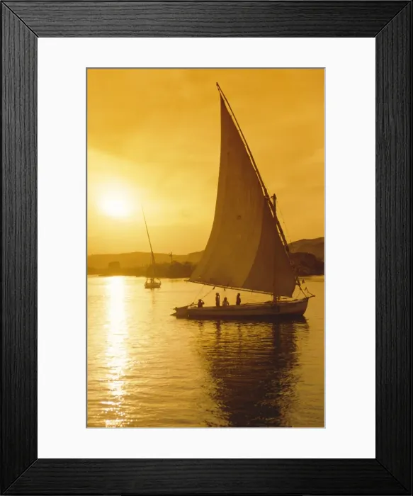 Framed Print : Feluccas under sail at sunset on the Nile river, Egypt Framed Print : Feluccas under sail at sunset on the Nile river, Egypt