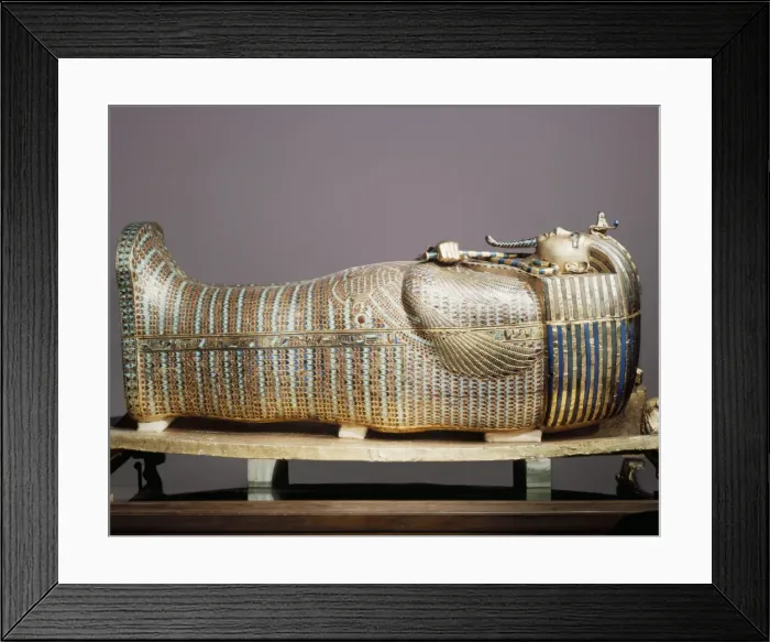 Framed Print : The second mummiform coffin made from gold-plated wood inlaid with glass-paste Framed Print : The second mummiform coffin made from gold-plated wood inlaid with glass-paste