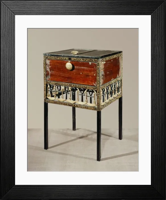 Framed Print : Cedarwood and gilded ebony cabinet decorated with hieroglyphic symbols ensuring divine life Framed Print : Cedarwood and gilded ebony cabinet decorated with hieroglyphic symbols ensuring divine life