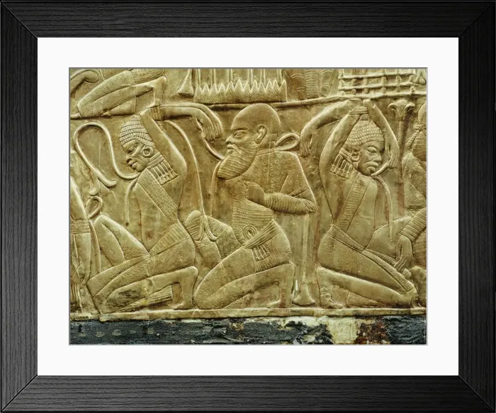 Framed Print : Detail from a state chariot showing the vanquished and enslaved enemies of Egypt Framed Print : Detail from a state chariot showing the vanquished and enslaved enemies of Egypt