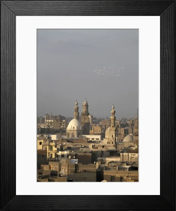 Framed Print : Minarets tower over Islamic Cairo and the area of Khan al-Khalili, Cairo Framed Print : Minarets tower over Islamic Cairo and the area of Khan al-Khalili, Cairo