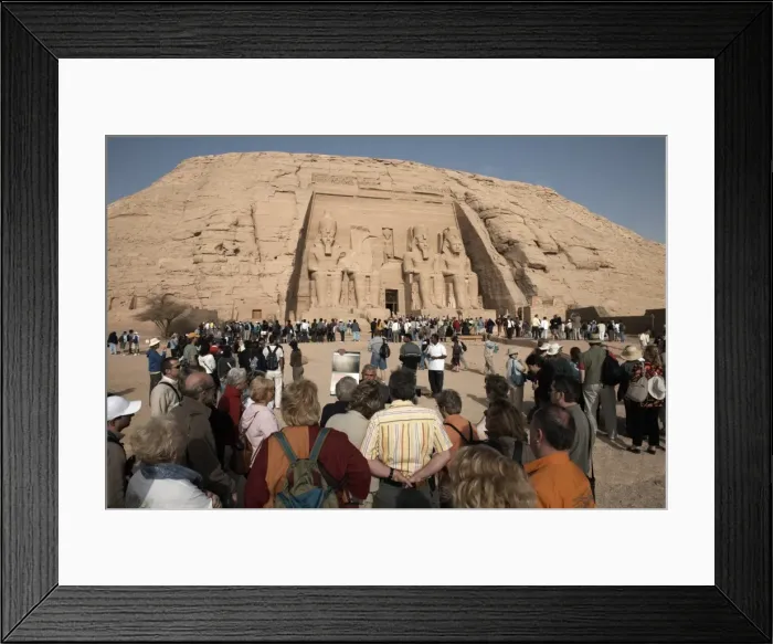 Framed Print : Tourists gather at the Great Temple of Abu Simbel, UNESCO World Heritage Site
