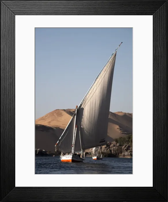 Framed Print : Felucca sailing on the river Nile at Aswan, Egypt, North Africa, Africa Framed Print : Felucca sailing on the river Nile at Aswan, Egypt, North Africa, Africa