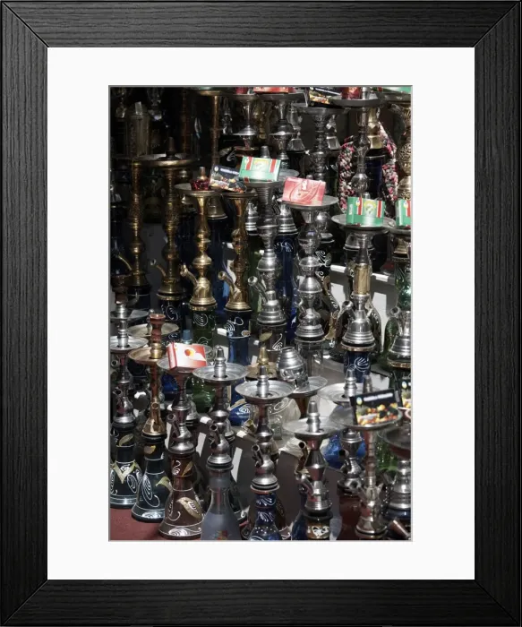 Framed Print : Water pipes for smoking sheesha, on sale at Aswan Souq, Aswan, Egypt, North Africa Framed Print : Water pipes for smoking sheesha, on sale at Aswan Souq, Aswan, Egypt, North Africa