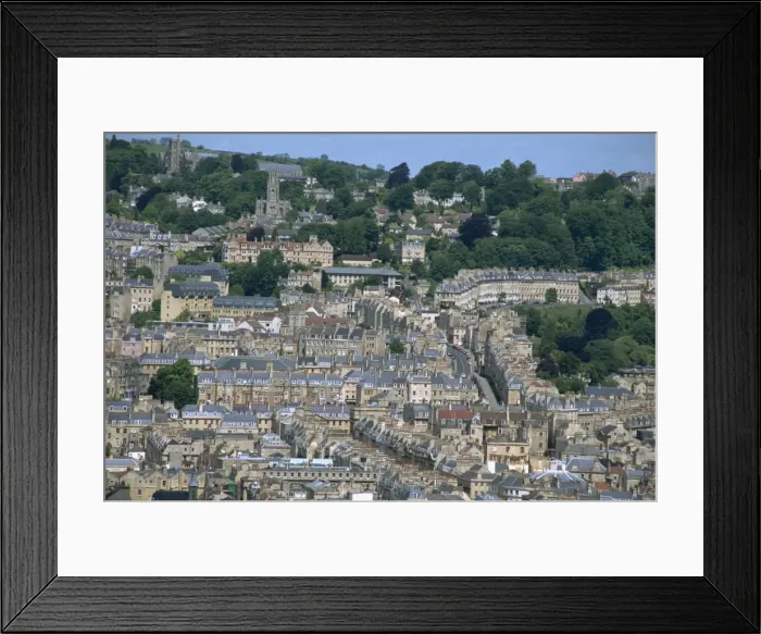 Framed Print : Aerial view over Georgian houses in northern area of Bath, Avon, England Framed Print : Aerial view over Georgian houses in northern area of Bath, Avon, England