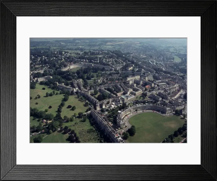 Framed Print : Aerial view of Bath, including the Royal Crescent, Avon (Somerset), England Framed Print : Aerial view of Bath, including the Royal Crescent, Avon (Somerset), England