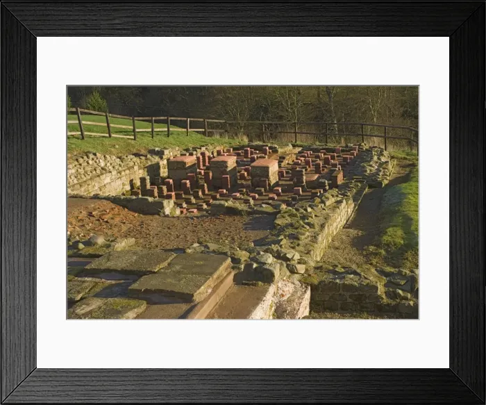 Framed Print : Bath house in settlement area, probably for civilian use, in Roman fort at Vindolanda Framed Print : Bath house in settlement area, probably for civilian use, in Roman fort at Vindolanda