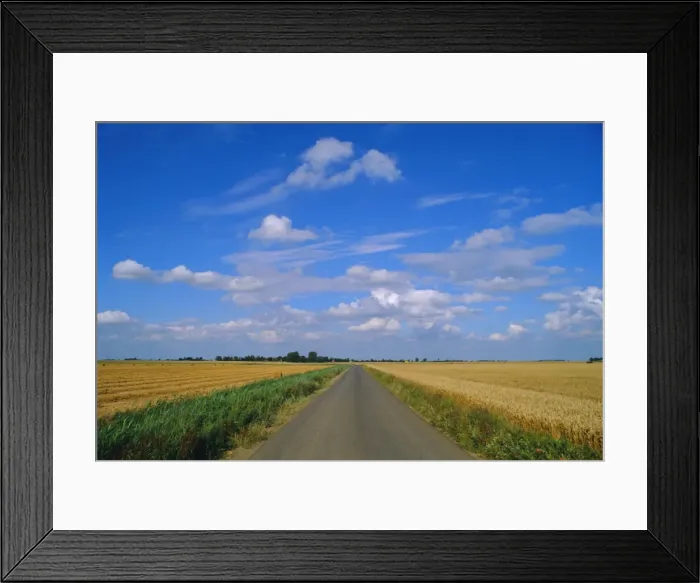 Framed Print : Straight country road through fenland near Peterborough, Cambridgeshire, England, UK Framed Print : Straight country road through fenland near Peterborough, Cambridgeshire, England, UK