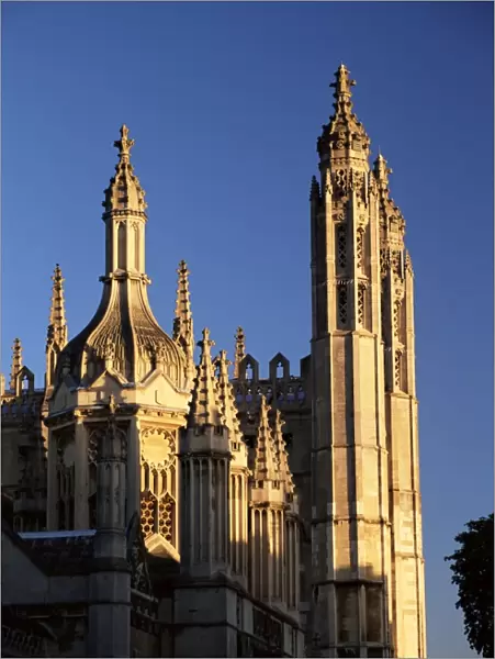 Golden spires of Kings College at sunrise, Cambridge, Cambridgeshire