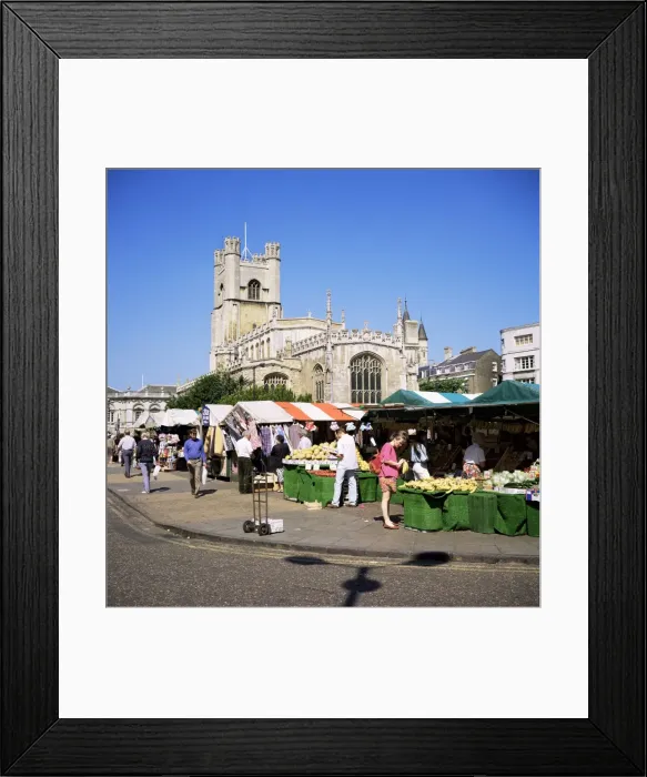 Framed Print : Market and St. Marys church, Cambridge, Cambridgeshire, England, United Kingdom Framed Print : Market and St. Marys church, Cambridge, Cambridgeshire, England, United Kingdom