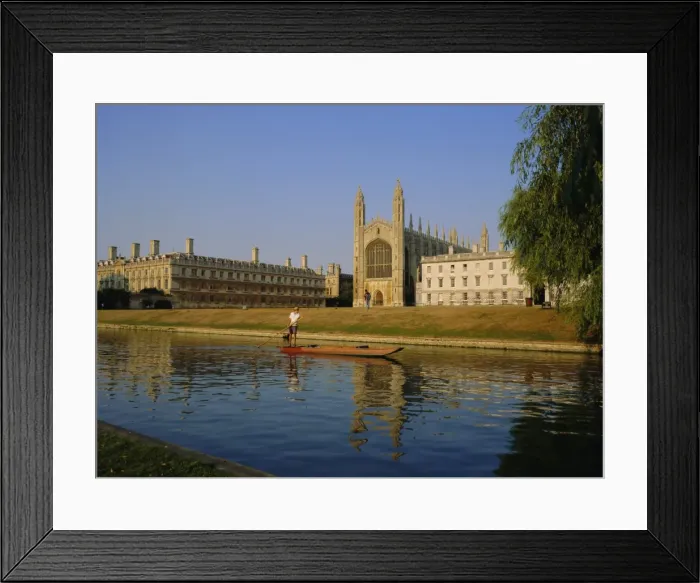 Framed Print : Punt on The Backs, River Cam, Kings College, Cambridge, Cambridgeshire Framed Print : Punt on The Backs, River Cam, Kings College, Cambridge, Cambridgeshire