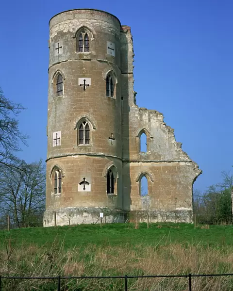 Gothic Folly Tower, Wimpole Hall Estate, Cambridgeshire, England, United Kingdom, Europe