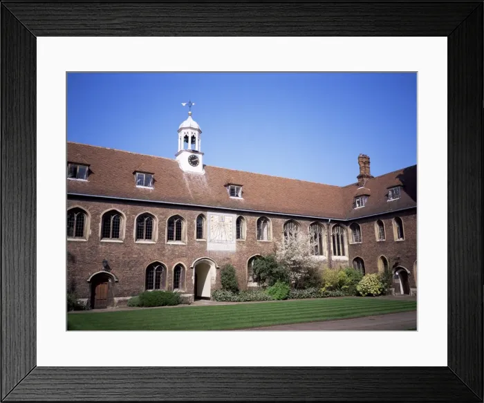 Framed Print : Old Court and sundial, Queens College, Cambridge, Cambridgeshire, England Framed Print : Old Court and sundial, Queens College, Cambridge, Cambridgeshire, England
